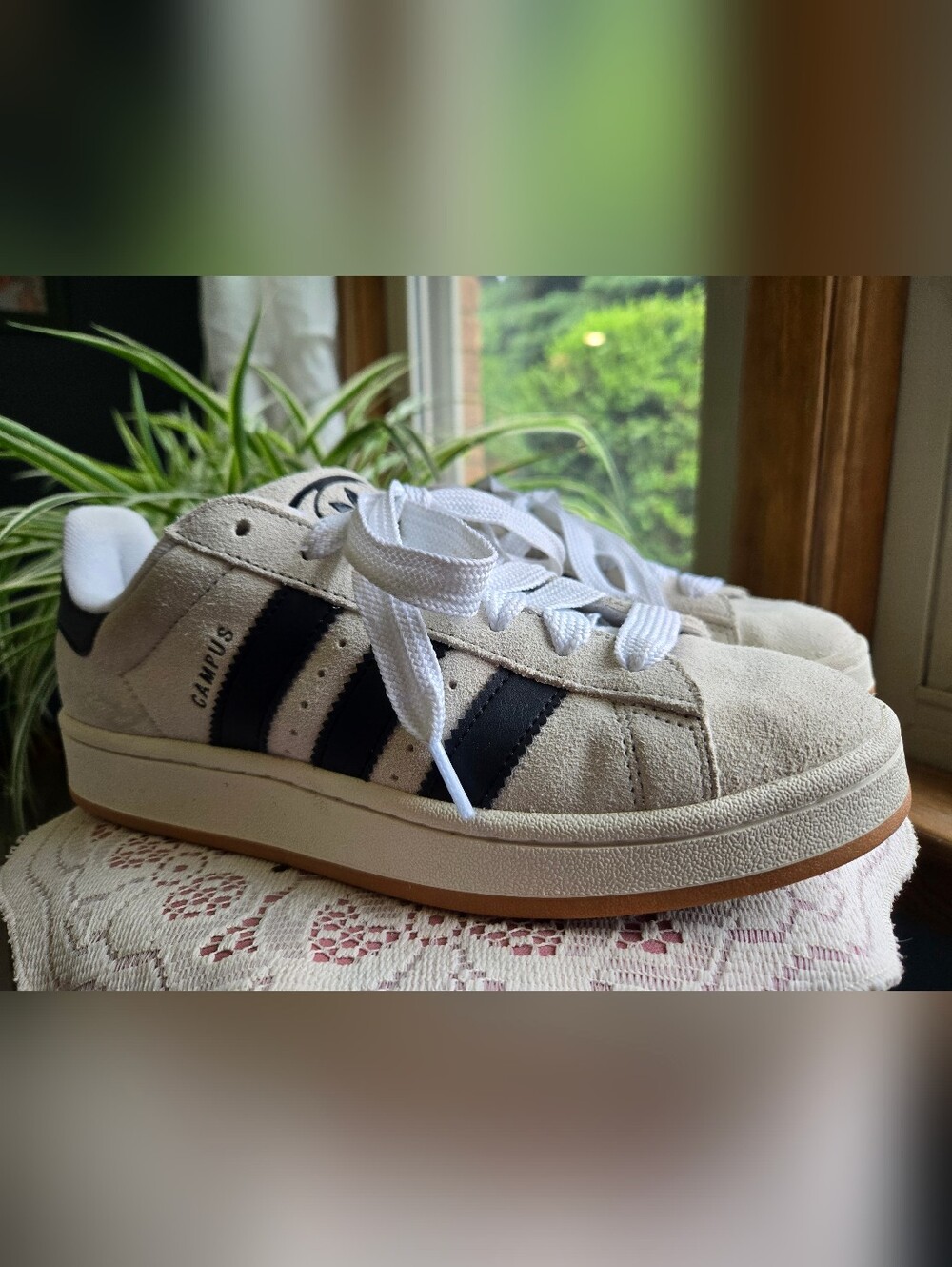 👟 Adidas Campus 00s Chunky Suede Sneakers – Crystal White / Core Black / Gum 👟